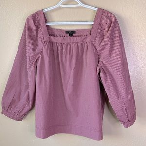 J. Crew Prairie Country Cottage Puff Sleeve Gingham Pheasant Blouse Size S